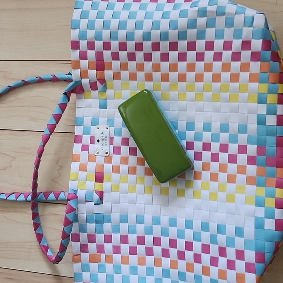 Large Woven Kate Spade Multicolor Beach Tote W/ Sunglasses Kate Spade BEACH - Picture 10 of 10